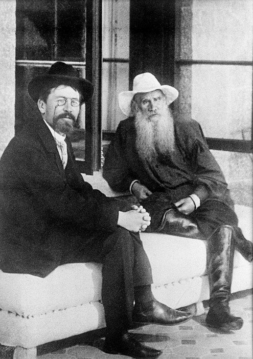 Antons Čehovs un Ļevs Tolstojs, 1903. Foto: TASS