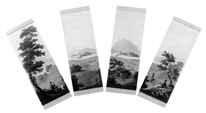 Gleznotāja Džona Klārka izgudrotā rotaļlieta “Myriorama”, ap 1825, sastāvēja no  24 ainavu fragmentiem. Tos varēja sakārtot “daudzos tūkstošos skatu” pateicoties Viljama Gilpina izstādātajai „Kloda ainavu perfekcijas formulai” – sabalansētām priekšplāna, vidusplāna un tāles attiecības.