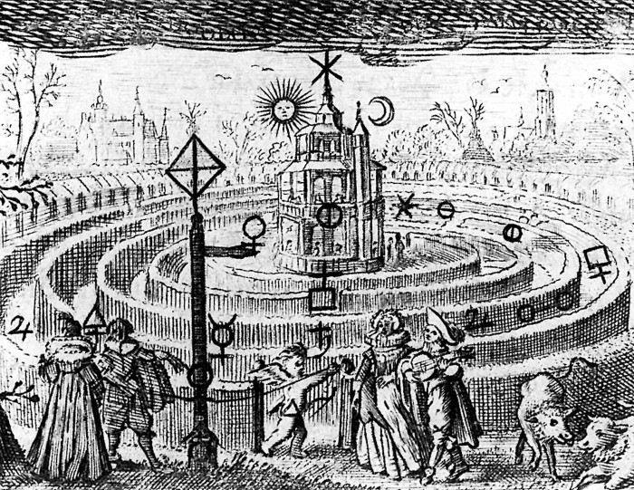 Viduslaiku zīmējums, kurā attēlots Lapis philosophorum jeb Filozofu akmens,  alķīmiķu meklējumu mērķis