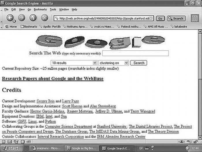"google.standard.edu" lapa 1998. gada maijā