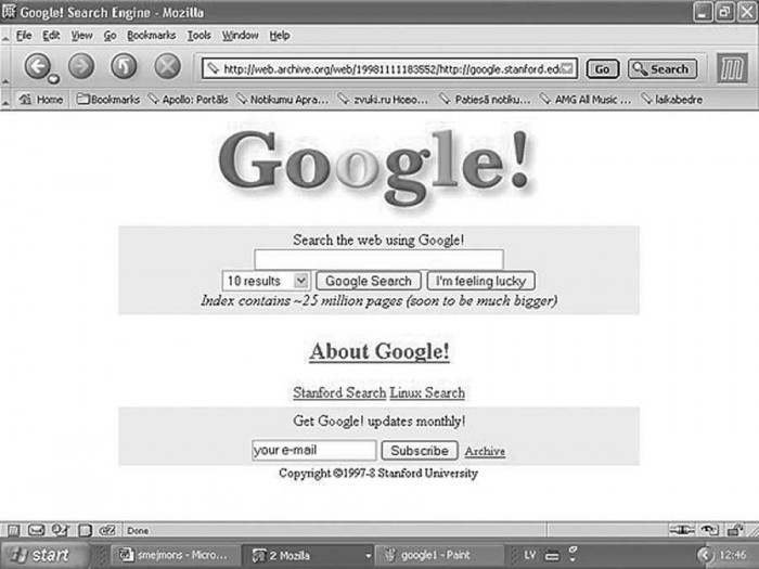 "google.stanford.edu" lapa 1998. gada novembrī