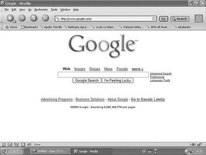"www.google.com" lapa 2004. gada jūnijā