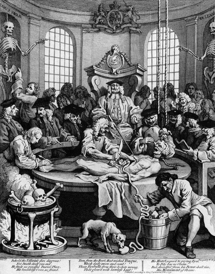 Viljama Hogārta gravīra Četras cietsirdības pakāpes I (1751) (No grāmatas