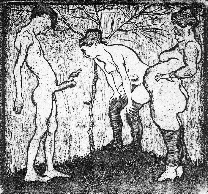 ... šobrīd pat pilnīgi vesela vīrieša rīcībā palikuši tikai trīsdesmit deviņi lieliski gēni. (Zīmējums - Heinrihs Cille)