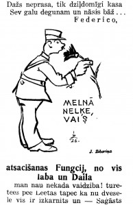 Indriķa Zeberiņa karikatūra žurnālā “Svari”, 1926