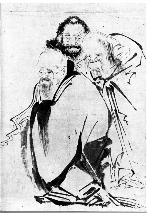 Džosetsu. Konfūcisma, budisma un daoisma patriarhi. No kreisās - Konfūcijs, Buda un Laodzi, 15. gs. (Foto: Rjosoku-in, Kioto)
